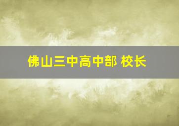 佛山三中高中部 校长